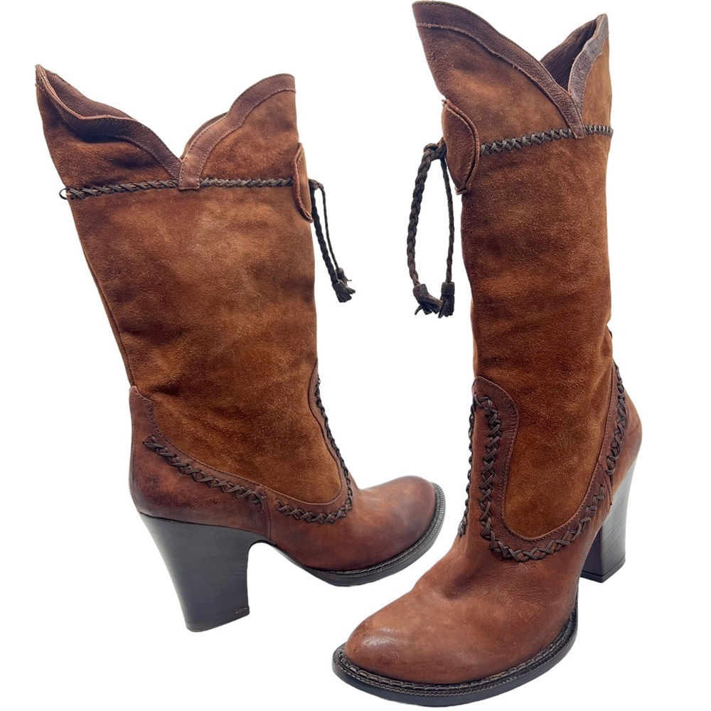 Classic Brown Suede Western Knee-High Boots - Women